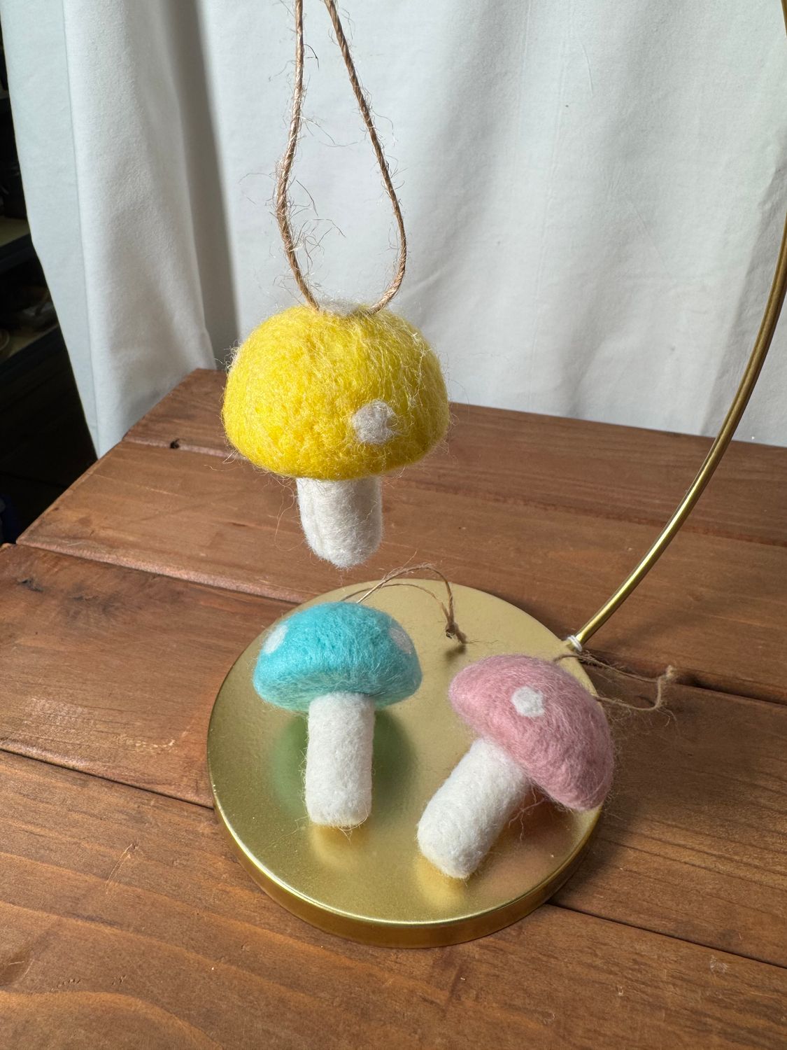 Mini Felt Spotted Mushroom - Yellow Mini Felt Spotted Mushroom - Yellow