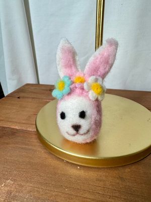 Felt Pink Egg Shape Bunny Ornament Felt Pink Egg Shape Bunny Ornament