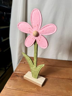 Pink Flower on Wooden Stand Sm