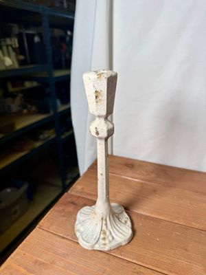 Whitewash Metal Candleholder 9&quot;