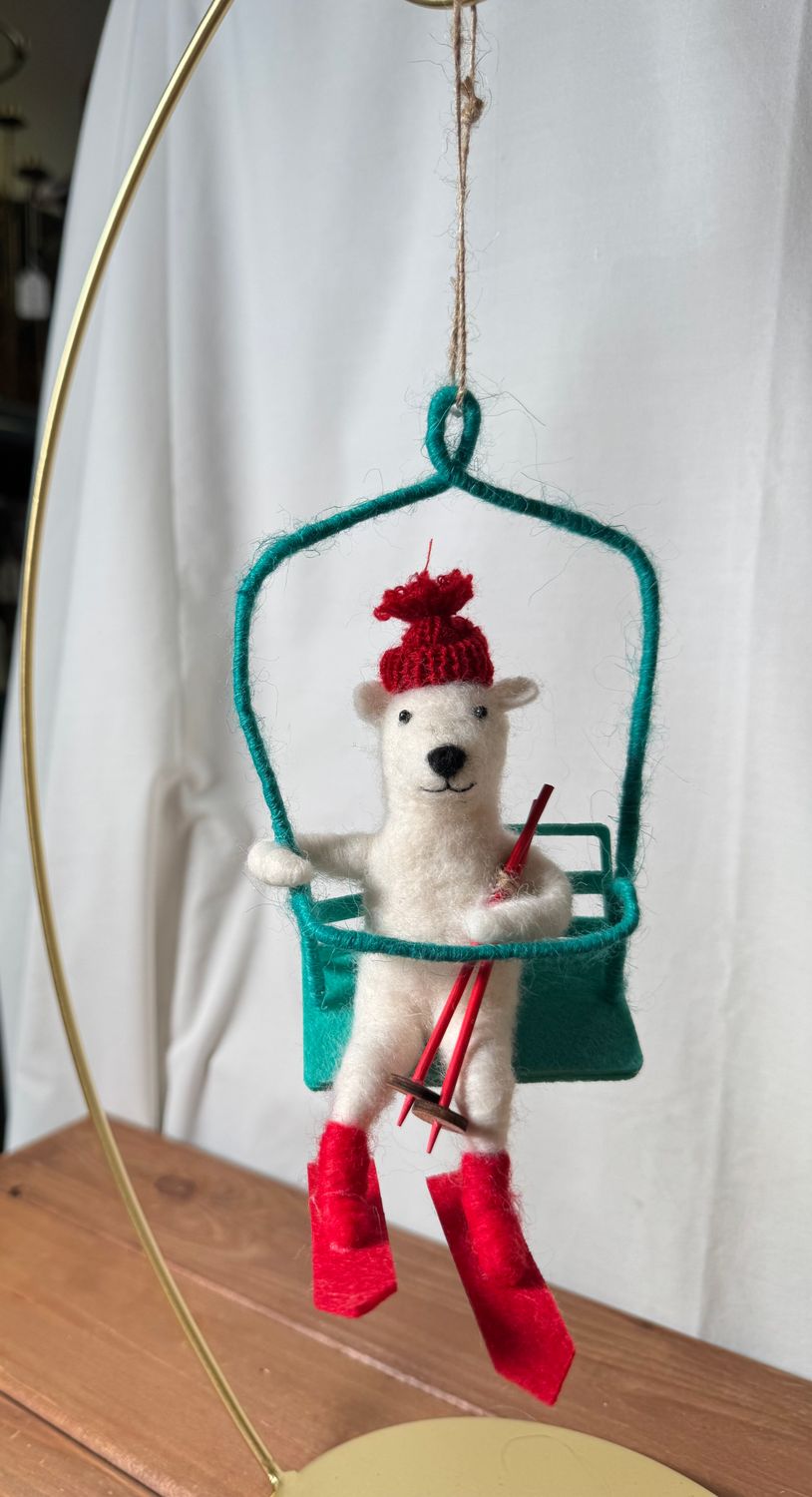 Felt Ski Lift Bear Ornament
