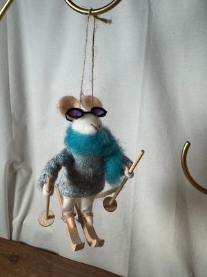 Felt Ski Bunny w/Glasses Ornament