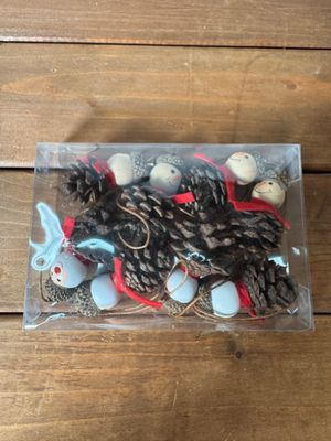 S/8 Santa/Snowmen Pine Cone Ornaments