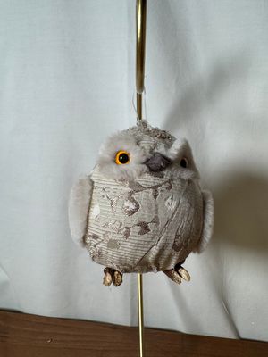 Fabric Owl w/Glitter Ornament