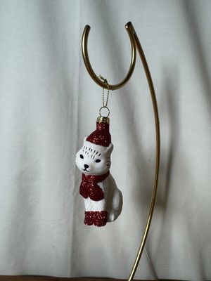 Glass White Cat Ornament