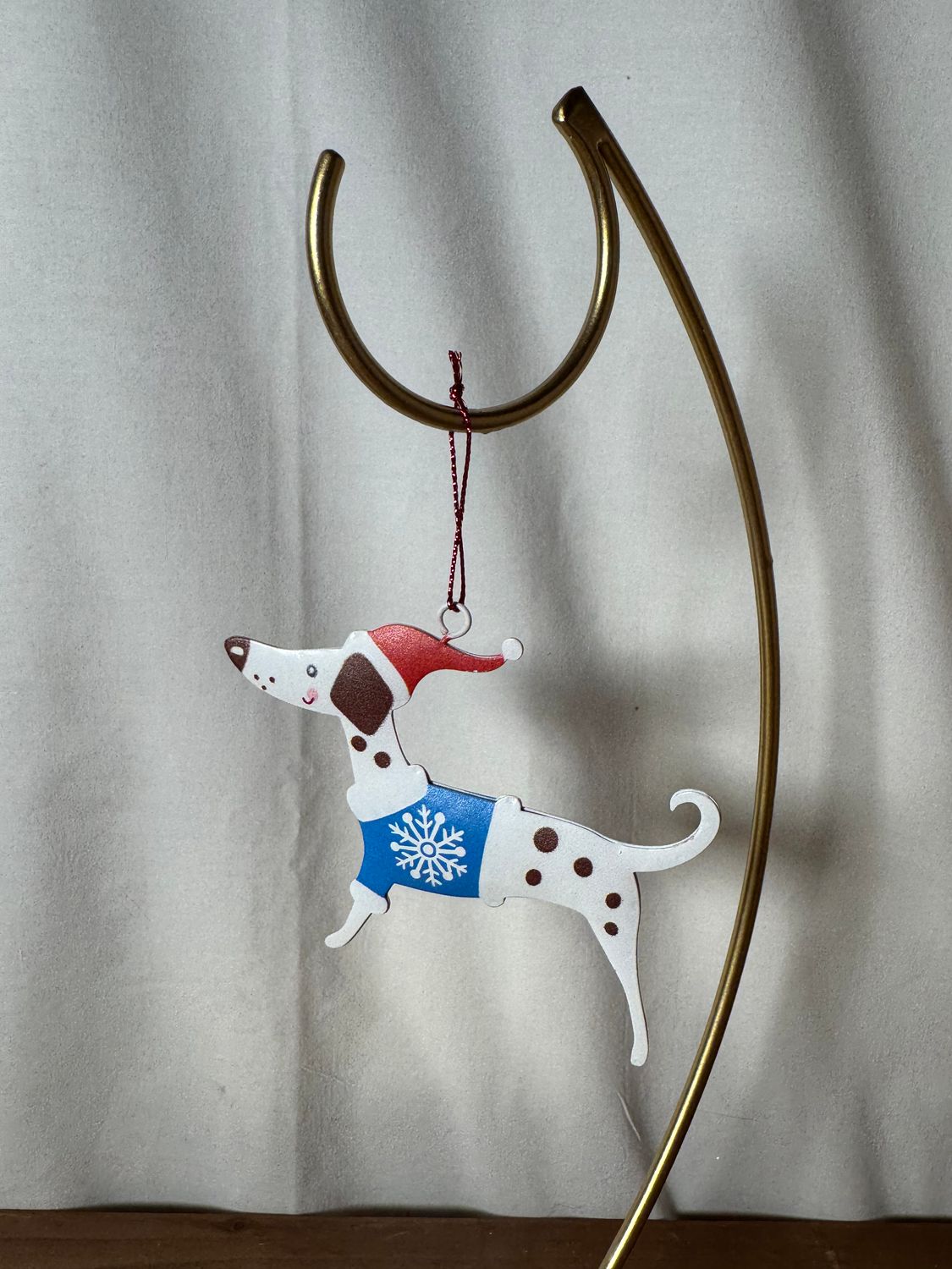 Metal Doxie Dog - Blue Sweater Ornament