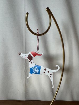 Metal Doxie Dog - Blue Sweater Ornament