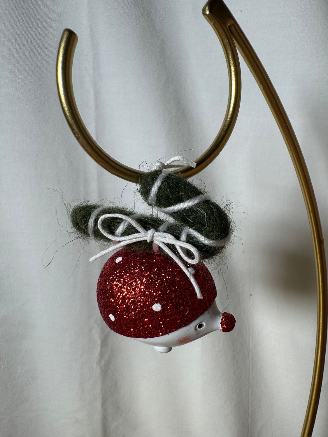 Glitter Red Hedge Hog Ornament