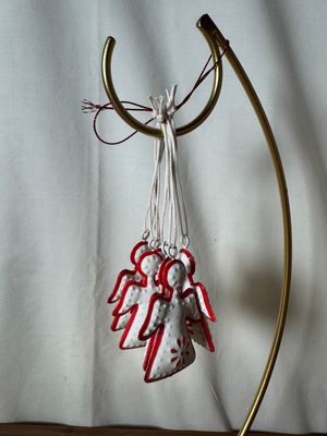 S/6 Red &amp; White Angel Ornaments