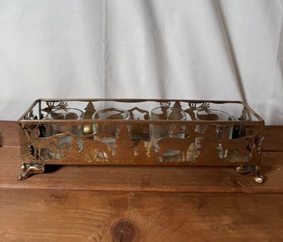 Gold Deer Tea Light Holder - Lg