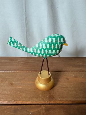 Green Metal Bird On Stand