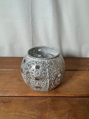 Silver/White Tea Light - Lg