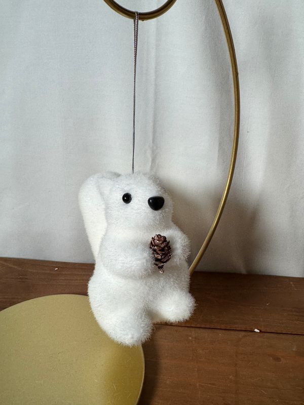 Bristle White Squirrel Ornament