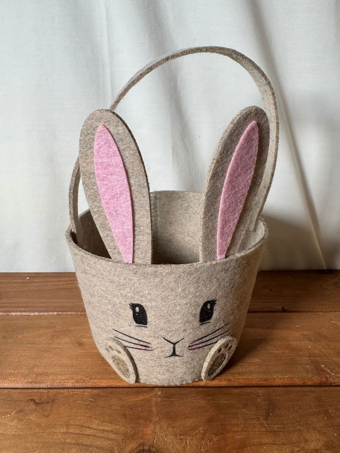 Natural Felt Bunny Ear Basket - Sm Natural Felt Bunny Ear Basket - Sm
