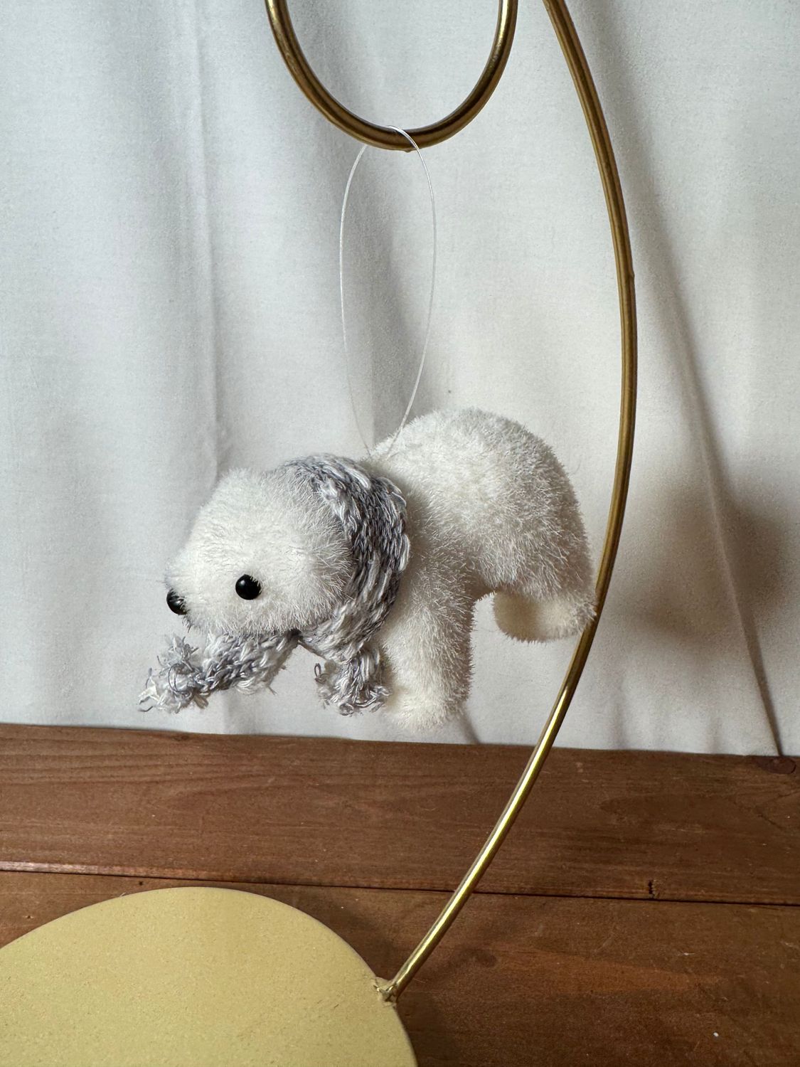 Small Polar Bear w/Gray Scarf Ornament