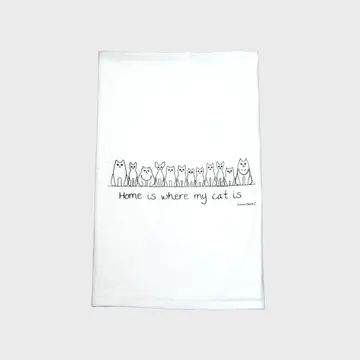 Cat Is Home Tea Towel