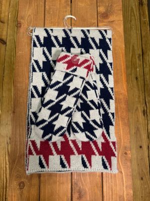 Houndstooth Scarf &amp; Mitten Set - Blue