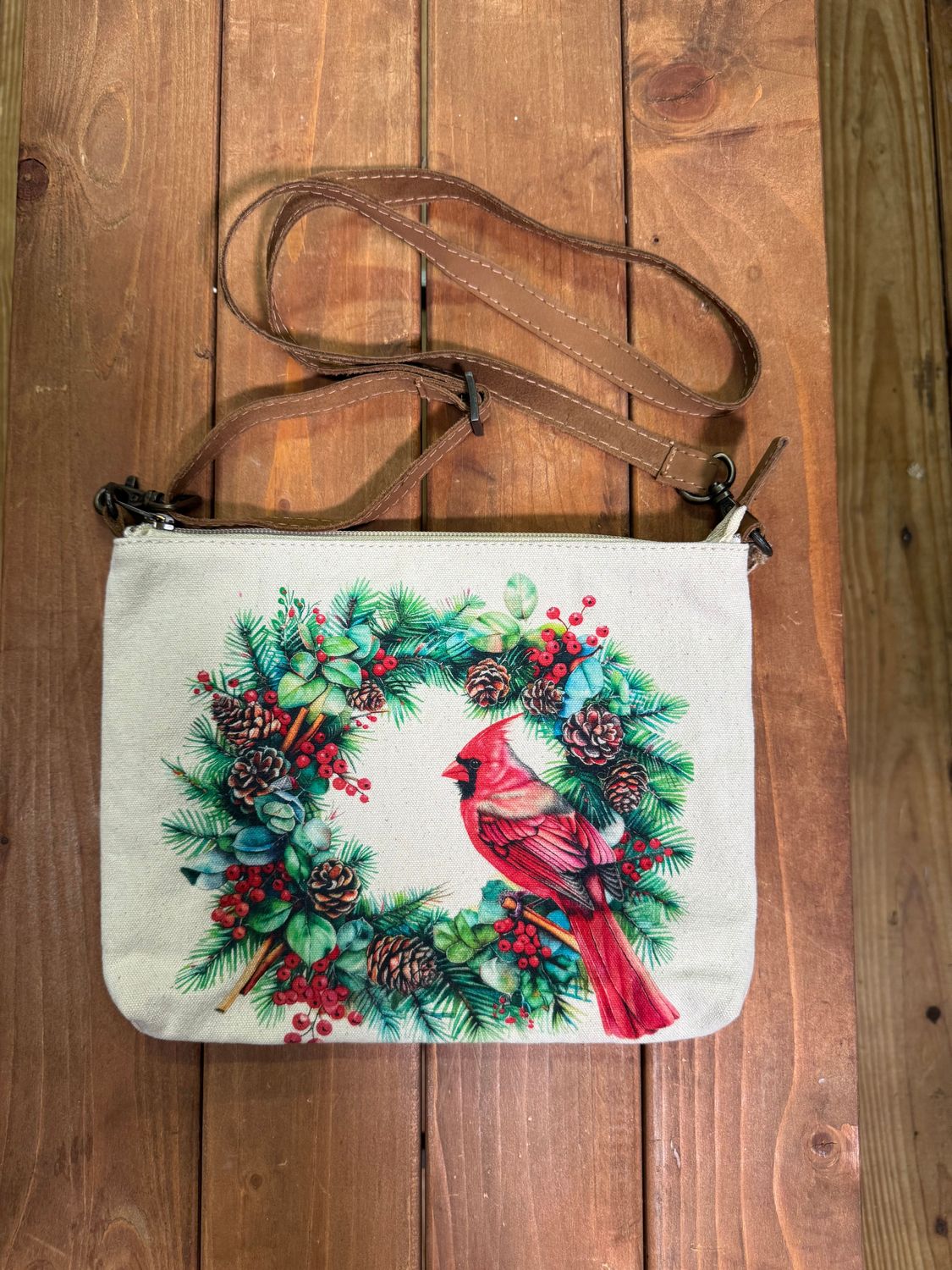 Crossbody Sling Bag - Cardinal Wreath Crossbody Sling Bag - Cardinal Wreath