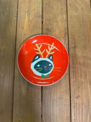 Holiday Cat Plate - Red