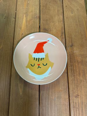 Holiday Cat Plate - Pink