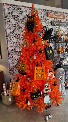 Orange Flocked Tree 7.5&#39; x 56&quot;
