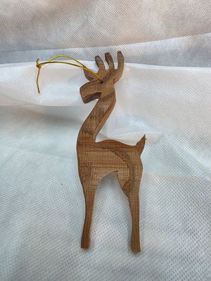 Reindeer Ornament - Hand Carved - Light Brown