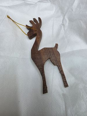 Reindeer Ornament - Hand Carved - Dark Brown