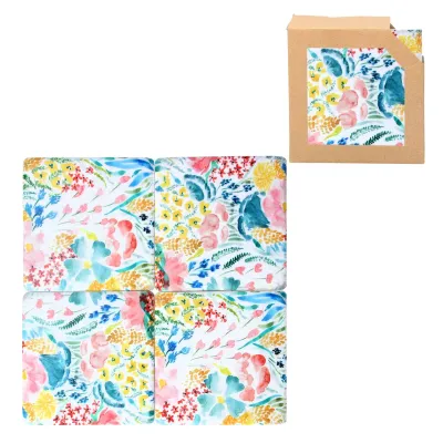 Set/4 Pastel Floral Resin Coasters - 4x4in