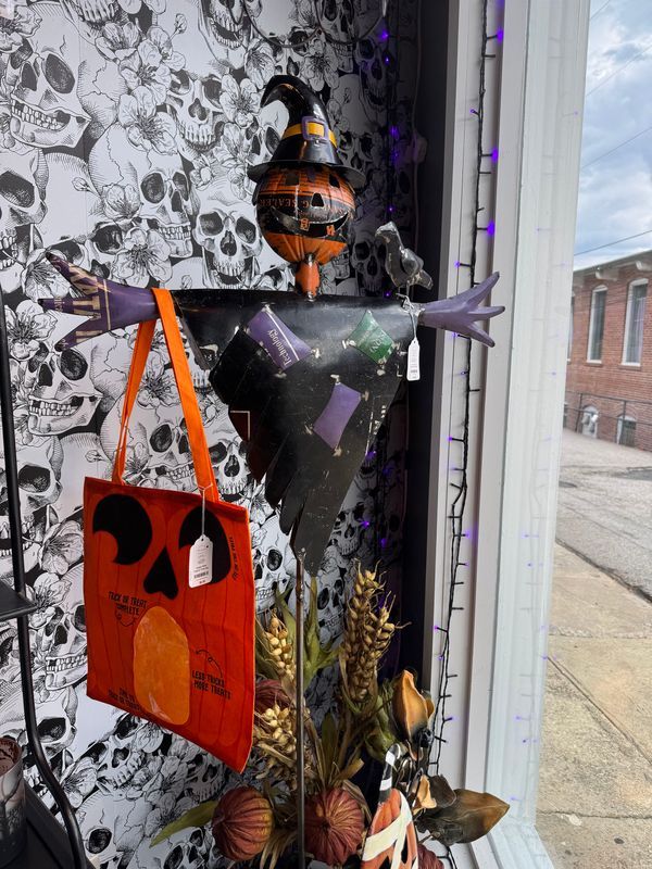 Recycled Metal Scarecrow on a Stand