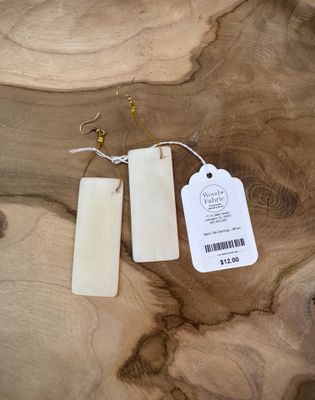 Bone Tab Earrings - White Bone Tab Earrings - White