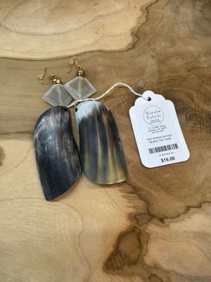 Horn & Bone Earrings - Neutral Two-Toned Horn & Bone Earrings - Neutral Two-Toned