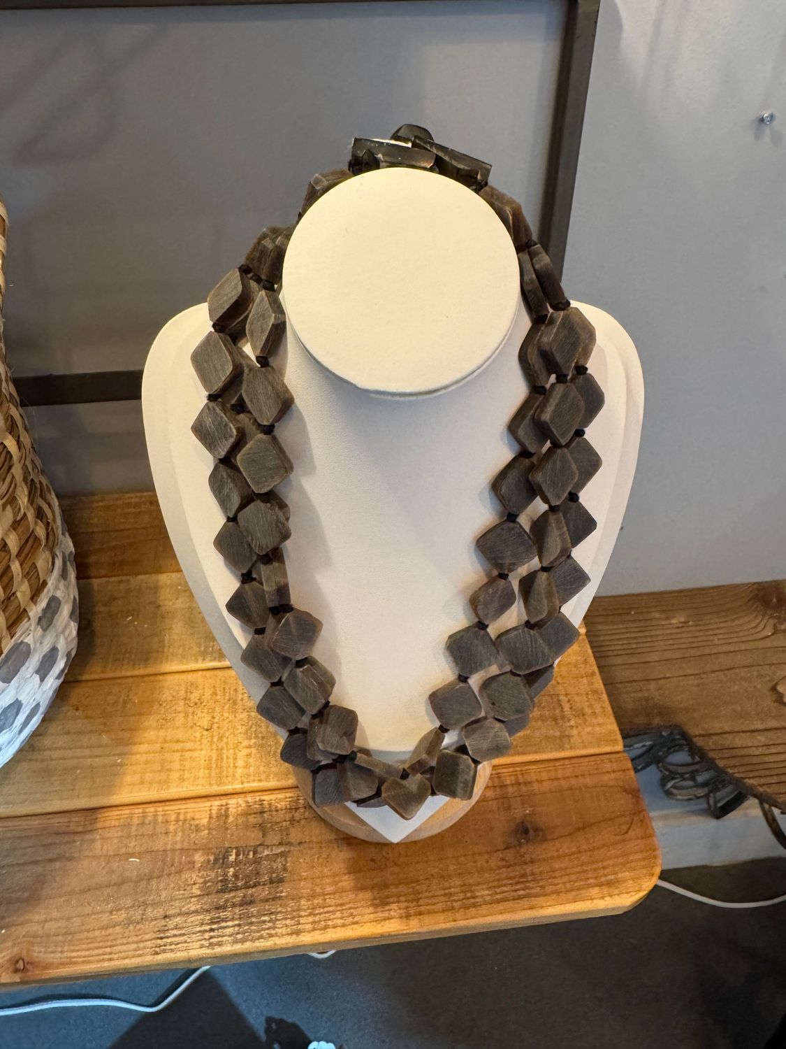 Multi-Layered Horn Bead Necklace - Dark Multi-Layered Horn Bead Necklace - Dark