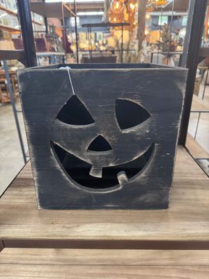 Wooden Jack-O-Lantern Box - Antique Black - Lg