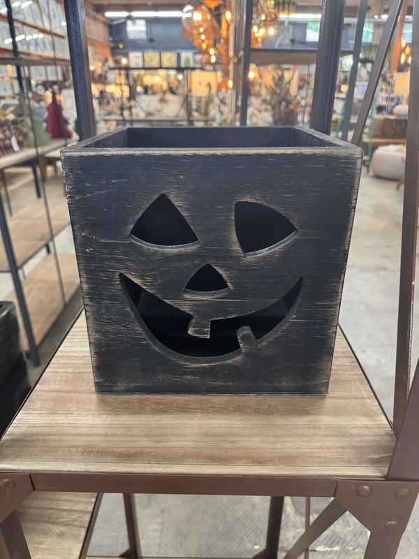 Wooden Jack-O-Lantern Box - Antique Black - Med