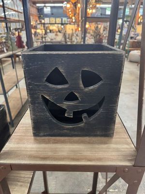 Wooden Jack-O-Lantern Box - Antique Black - Med
