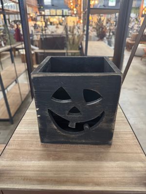 Wooden Jack-O-Lantern Box - Antique Black - Sm