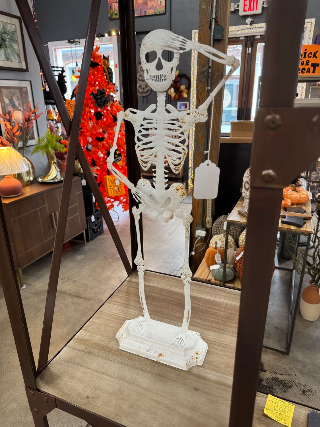 Rustic White Metal Skeleton on Stand