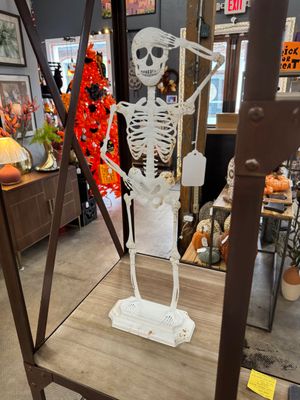 Rustic White Metal Skeleton on Stand