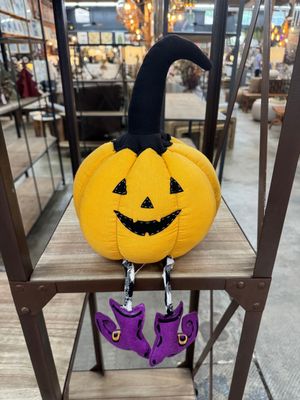 Cotton Jack-O-Lantern Shelf Sitter