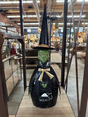 Painted Metal Halloween Porch Witch w/Caldron