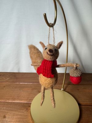 Squirrel w/Red Acorn Ornament