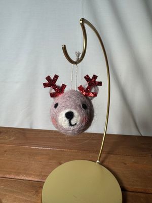 Felt Reindeer Ball Ornament Brown