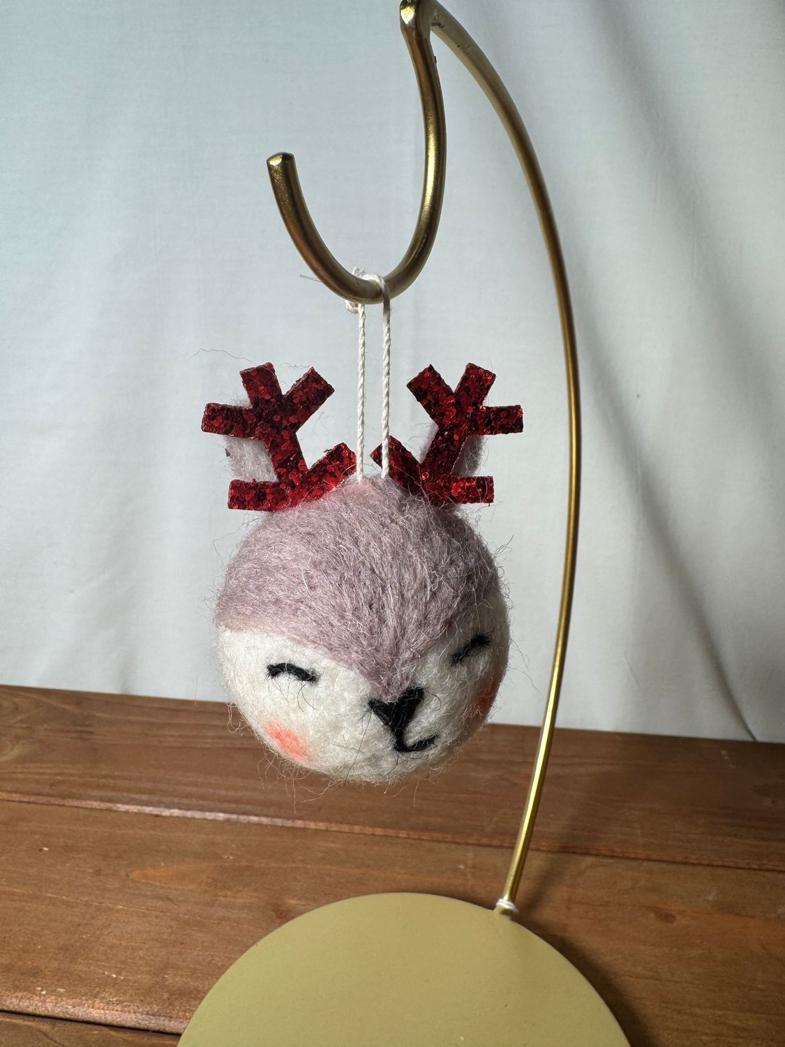 Felt Reindeer Ball Ornament Gray