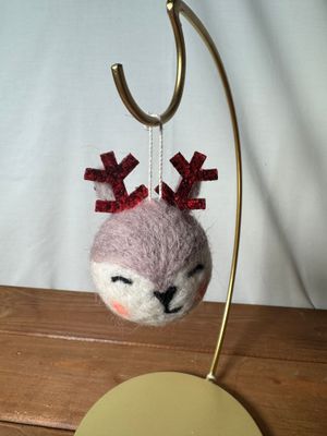 Felt Reindeer Ball Ornament Gray