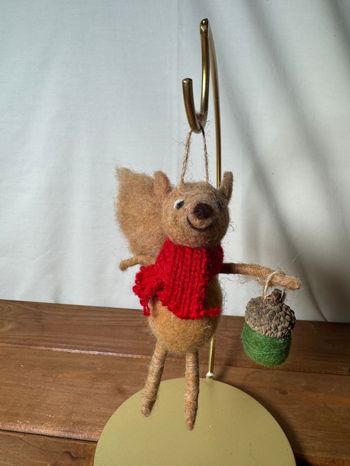 Squirrel w/Green Acorn Ornament
