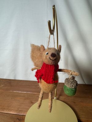 Squirrel w/Green Acorn Ornament