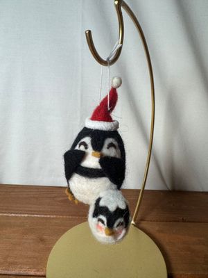 Felt Penguin &amp; Baby Ornament