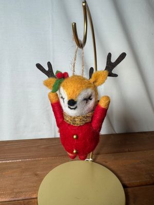 Felt Reindeer w/Red Coat Ornament