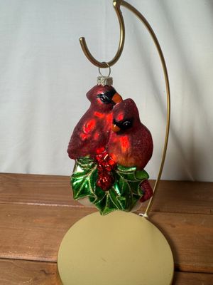 Blown Glass Cardinal Couple Ornament