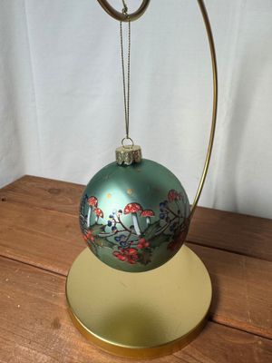 Teal &amp; Gold Mushroom Ball Ornament